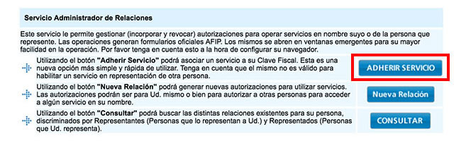 Adherir Servicio