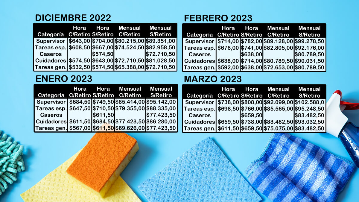 Sueldos básicos 20222023 del servicio doméstico