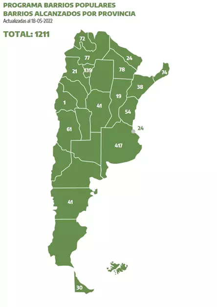 Mapa con los barrios populares