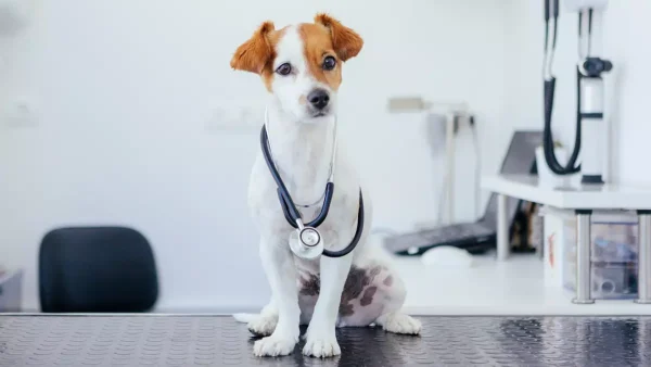 Perro atendido en la veterinaria