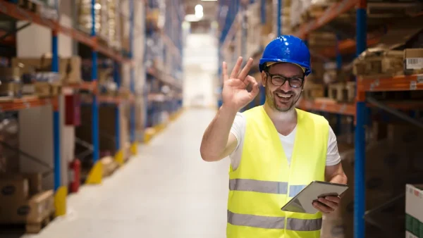 Trabajador feliz en su trabajo