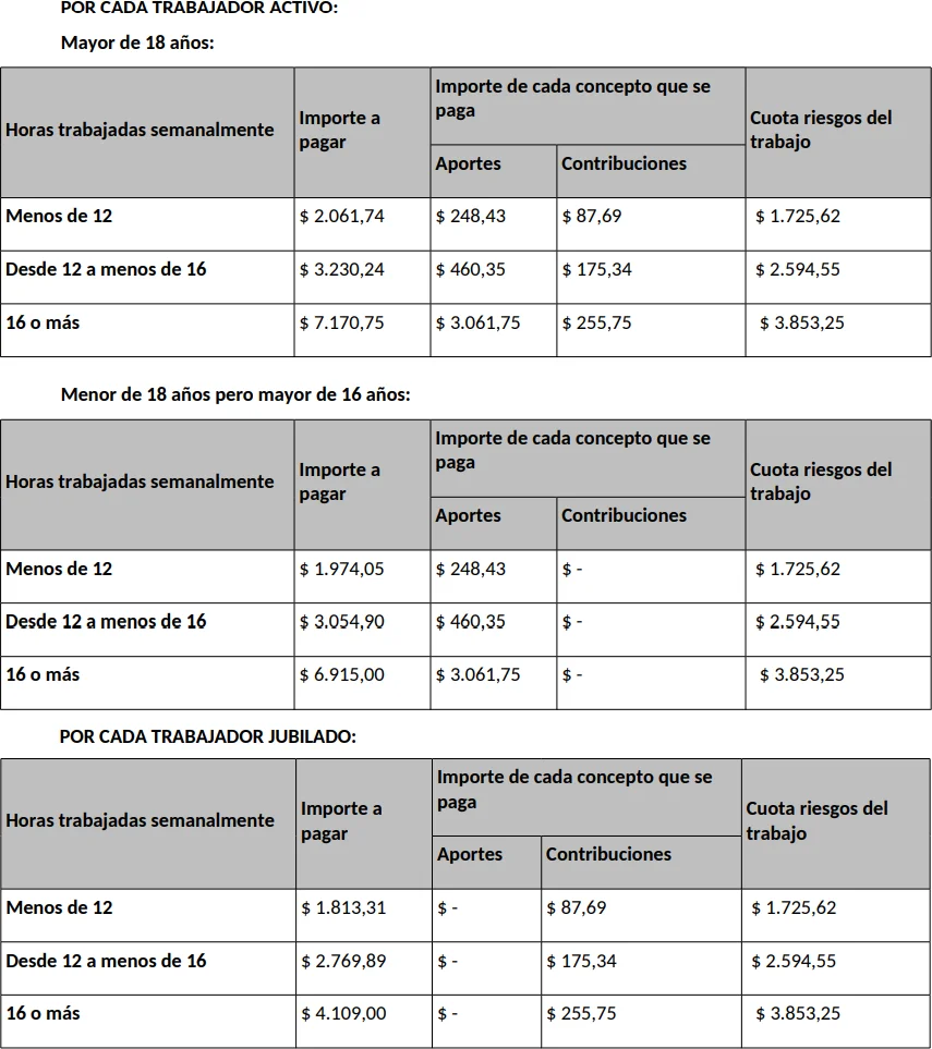 Cuotas del servicio doméstico