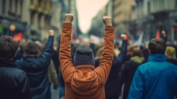 Personas haciendo una protesta