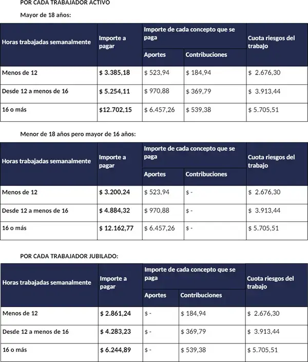 Montos de las cuotas