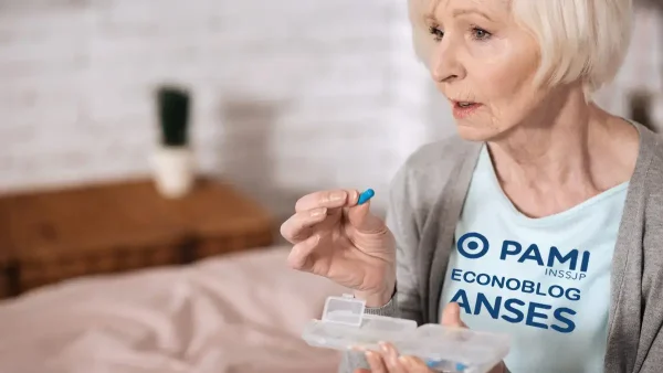 Jubilada de PAMI con sus medicamentos