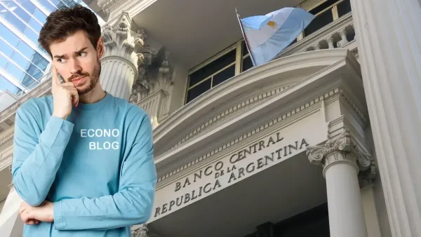 Hombre preocupado en el Banco Central