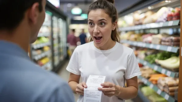 Mujer con un ticket de compra
