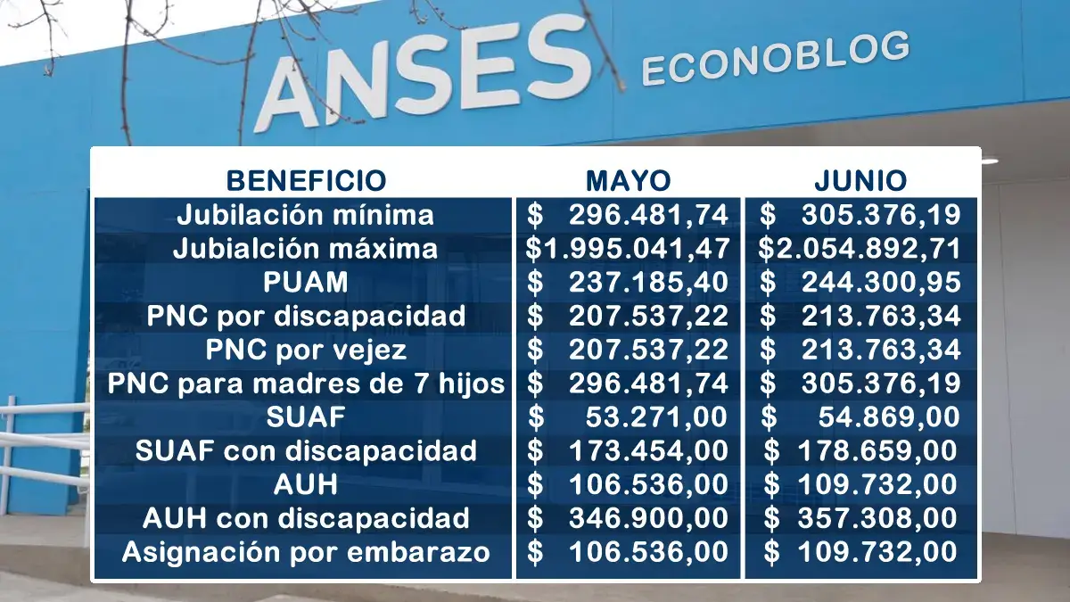 Montos estimados de Anses con 3% de aumento para junio de 2025
