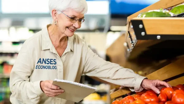 Jubilada de Anses comprando en un supermercado