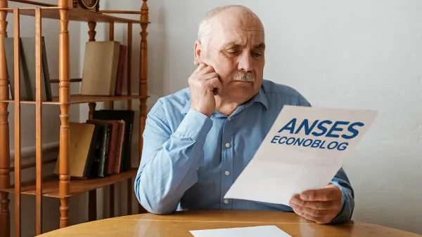 Jubilado preocupado leyendo papel de Anses