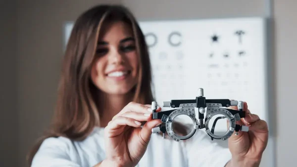 Oftalmóloga atendiendo