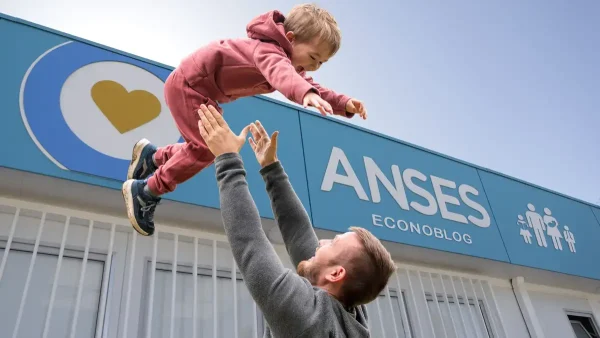 Padre de la AUH con su hijo en Anses