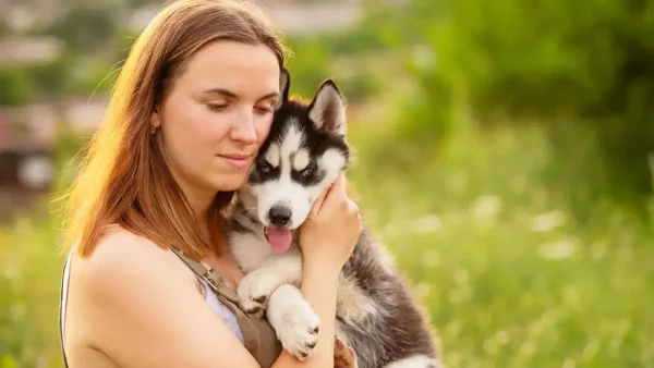 Abrazando a un perro