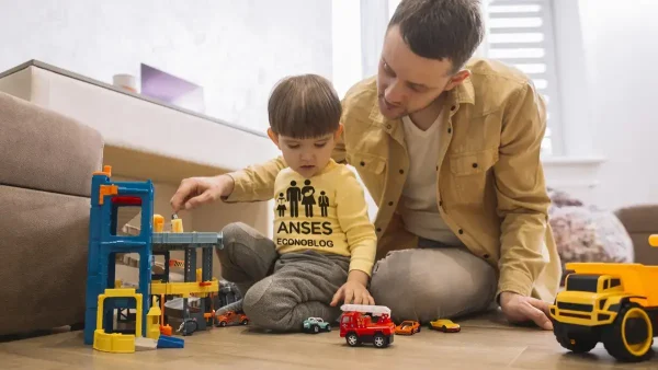 Padre de la AUH con su hijo en Anses