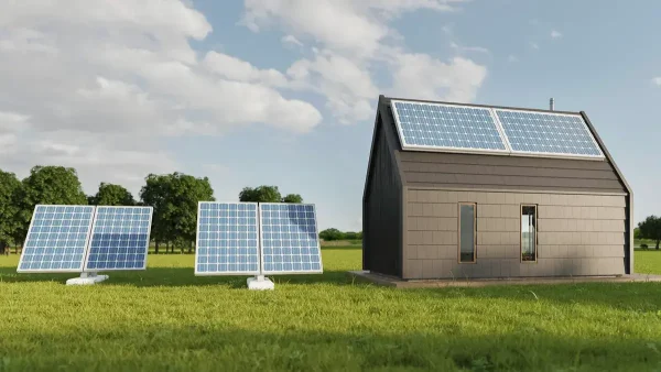 Casa con paneles solares