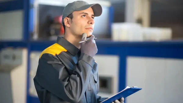 Trabajador pensando en su puesto de trabajo