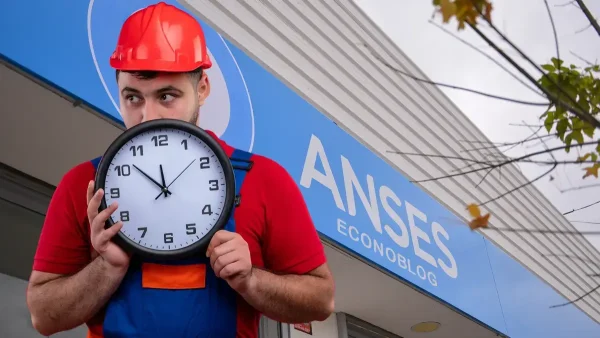 Trabajador con un reloj en Anses