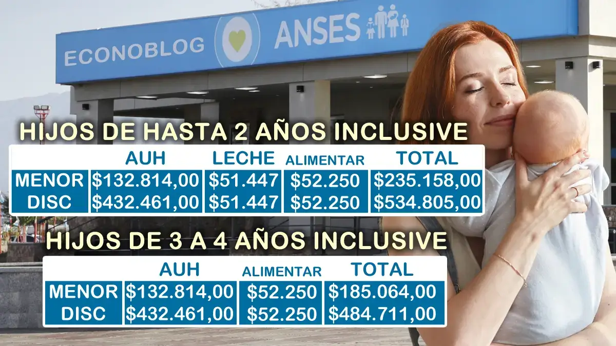 Montos a pagar por Anses a familias de AUH con hijos de hasta 5 años