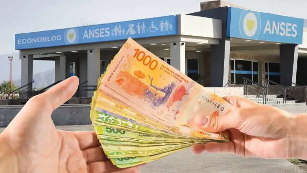 Pesos frente a una oficina de Anses