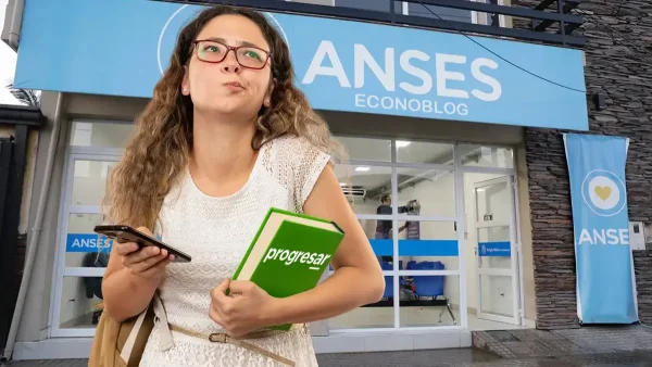 Estudiante de Progresar pensando frente a Anses