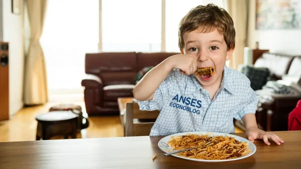 Titular de Tarjeta Alimentar con camisa de Anses