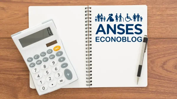 Cuaderno de Anses junto a calculadora