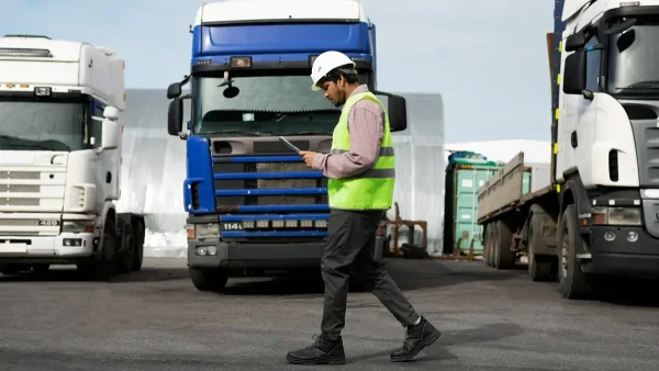 Camionero frente a camiones
