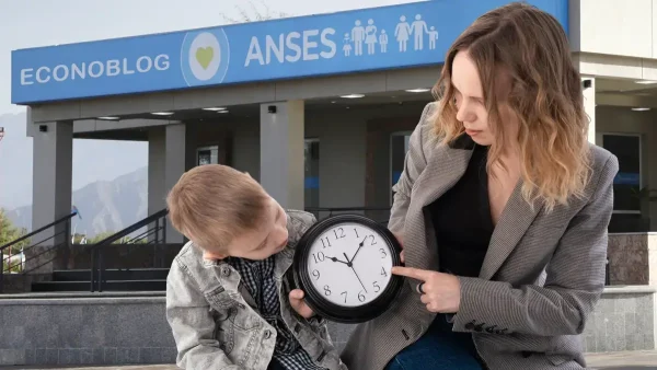 Madre del SAUF o AUH con un reloj en Anses