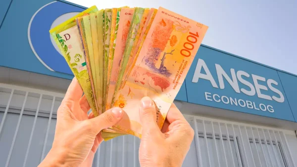 Billetes de pesos argentinos en Anses