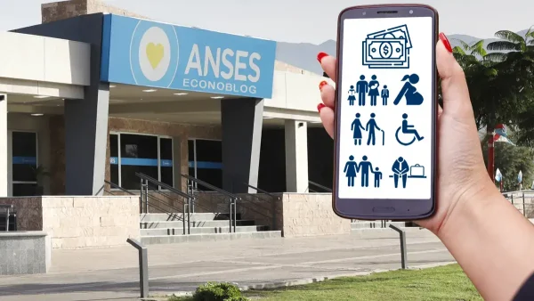 Mano con celular frente a Anses