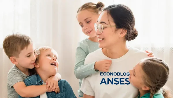 Madres de siete hijos con remera de Anses
