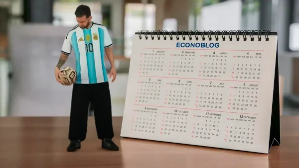 Lionel Messi junto a calendario