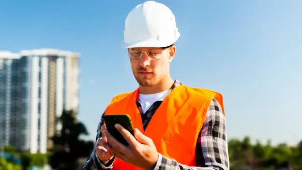 Trabajador con su celular