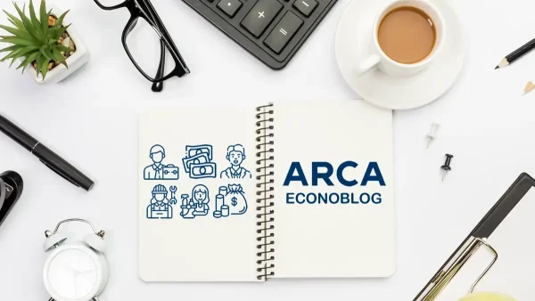 Cuaderno de ARCA junto a taza de café