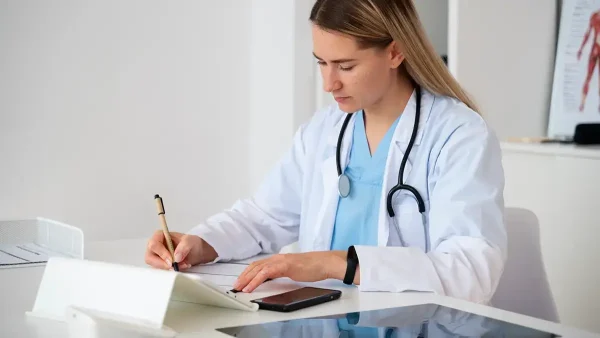 Doctora trabajando