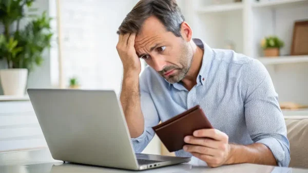 Hombre endeudado pensando