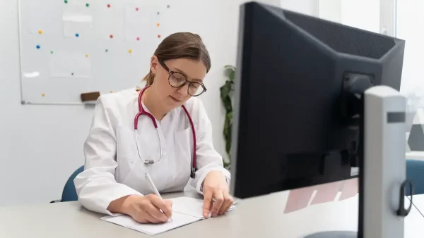 Doctora trabajando