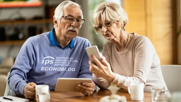 Jubilados del IPS con su celular